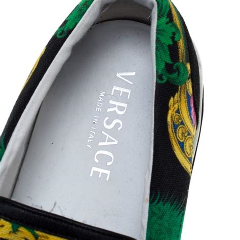 Versace Multicolor Beverly Palm Print Canvas And Leather Slip 